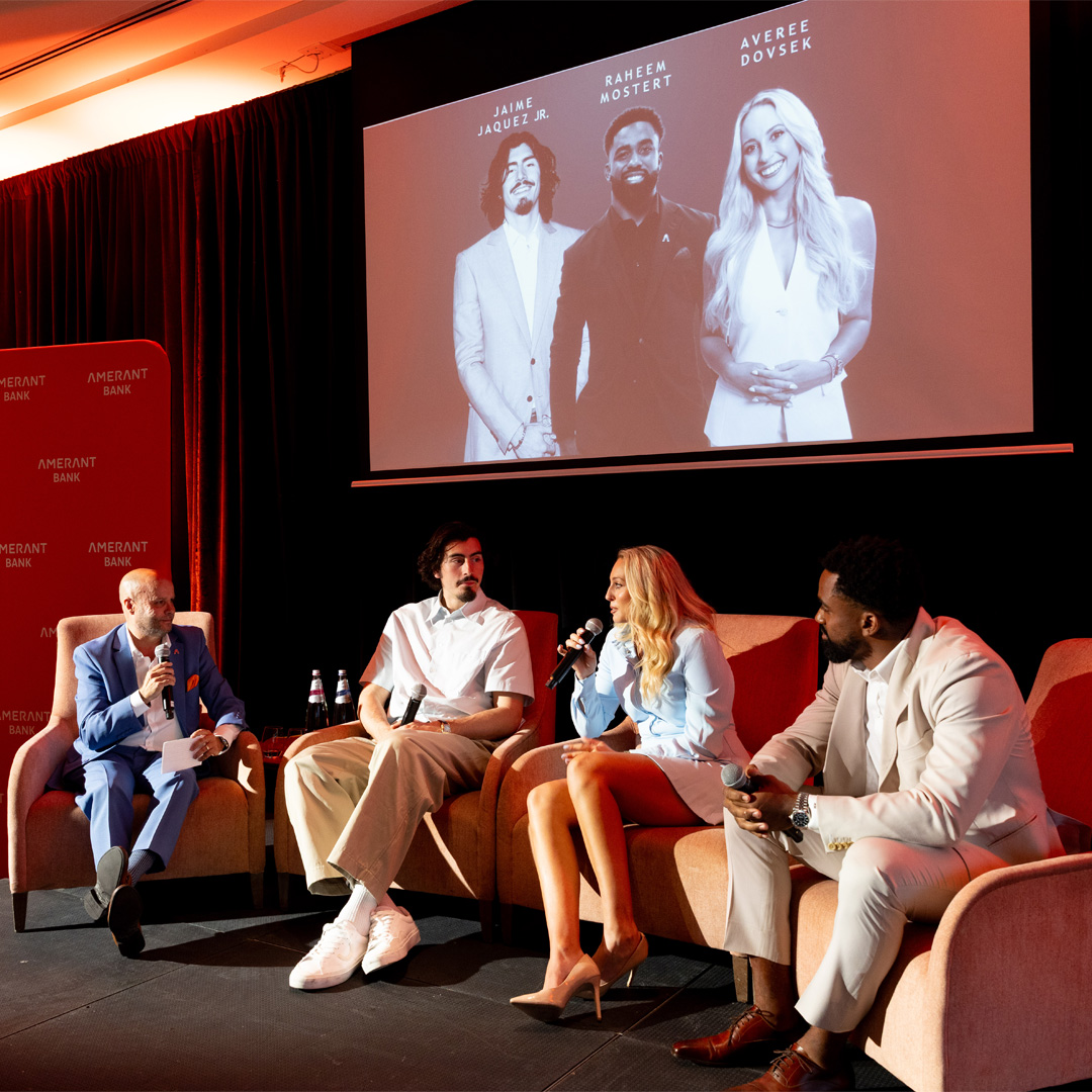 Imgine Tomorrow Wealth + Investment sports panelists with Orlando Garcia